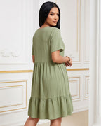 Vestido Curto Soltinho Com Decote V E Babado Na Barra