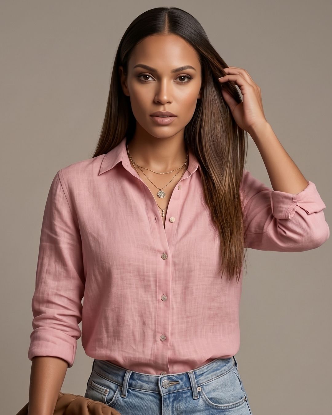 Camisa Feminina Casual Com Botões E Manga Longa