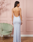 Vestido Longo Justo Alça Fina Decote Quadrado Estampa Floral
