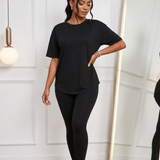 Conjunto Blusa Manga Curta E Calça Legging Básico Casual