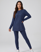 Conjunto Blusa Canelada Manga Longa E Calça Legging Casual
