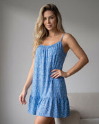 Vestido Midi Soltinho Alça Larga Com Fenda Estampado