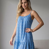 Vestido Midi Soltinho Alça Larga Com Fenda Estampado
