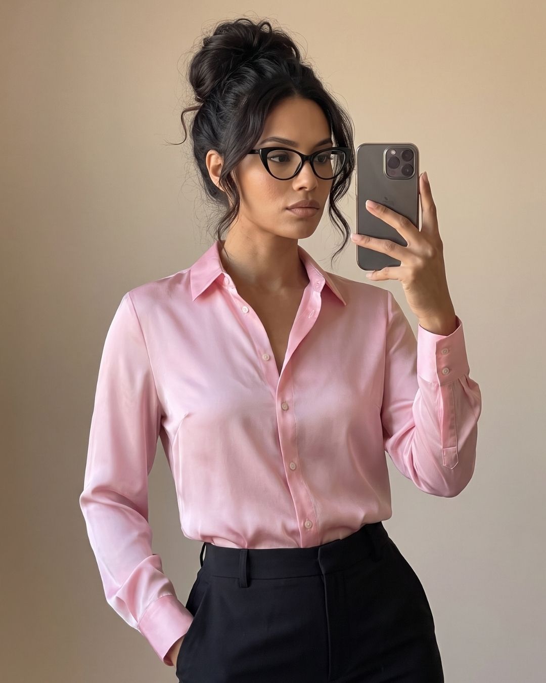 Camisa Feminina Social Manga Longa Com Caimento Elegante