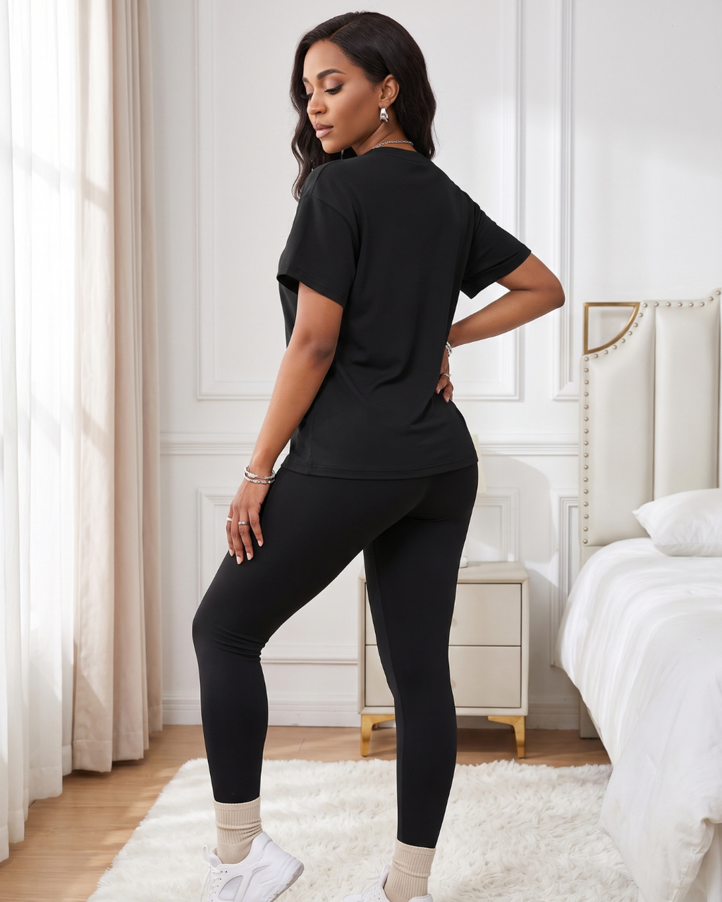 Conjunto Blusa Manga Curta E Calça Legging Básico Casual