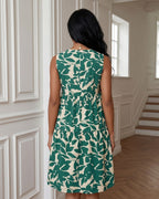 Vestido Curto Evasê Decote V Sem Manga Estampado Floral