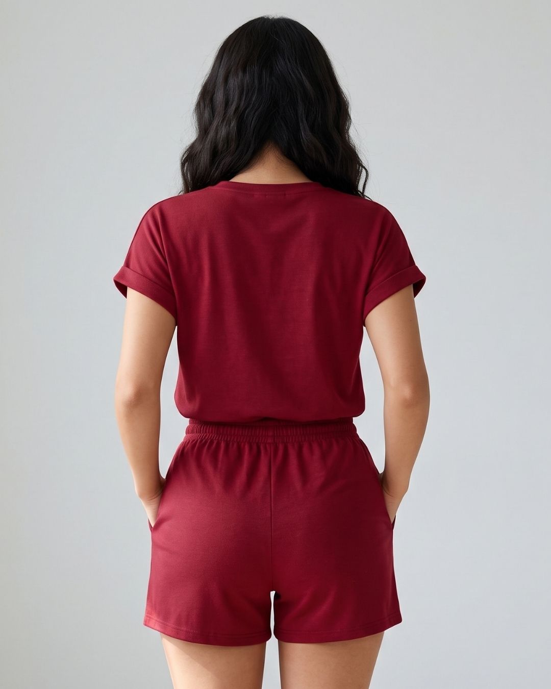 Conjunto Blusa Manga Curta E Short Com Cordão E Bolsos Casual