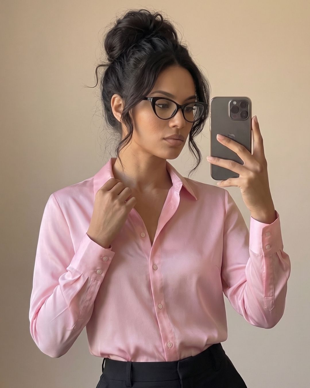 Camisa Feminina Social Manga Longa Com Caimento Elegante