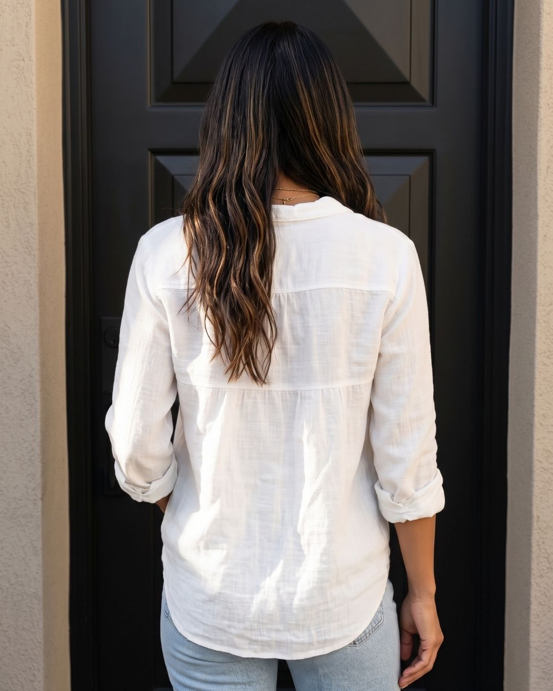 Camisa Feminina Casual Com Botões E Manga Longa