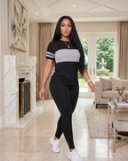 Conjunto Feminino Casual Com Camiseta E Calça Legging