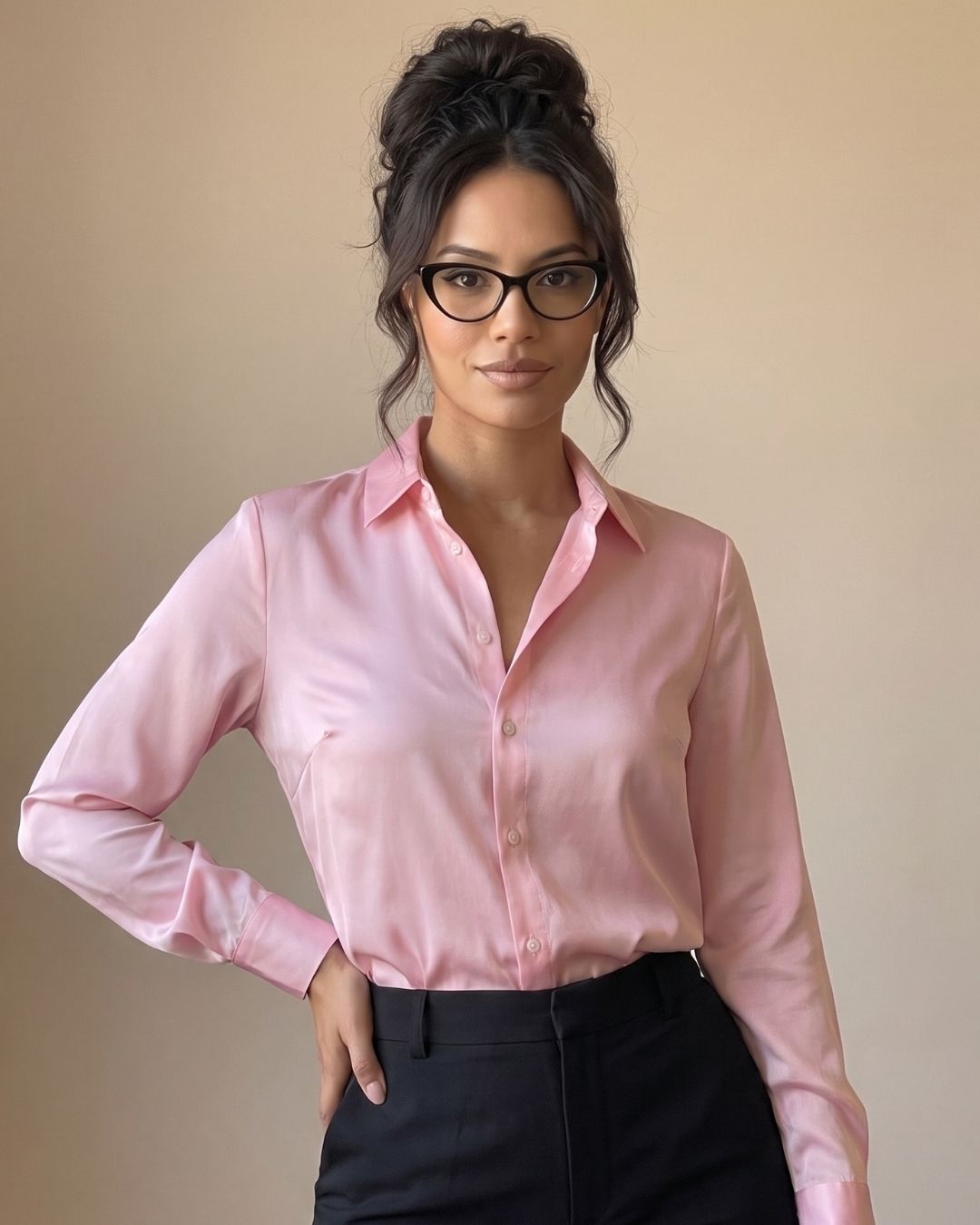 Camisa Feminina Social Manga Longa Com Caimento Elegante