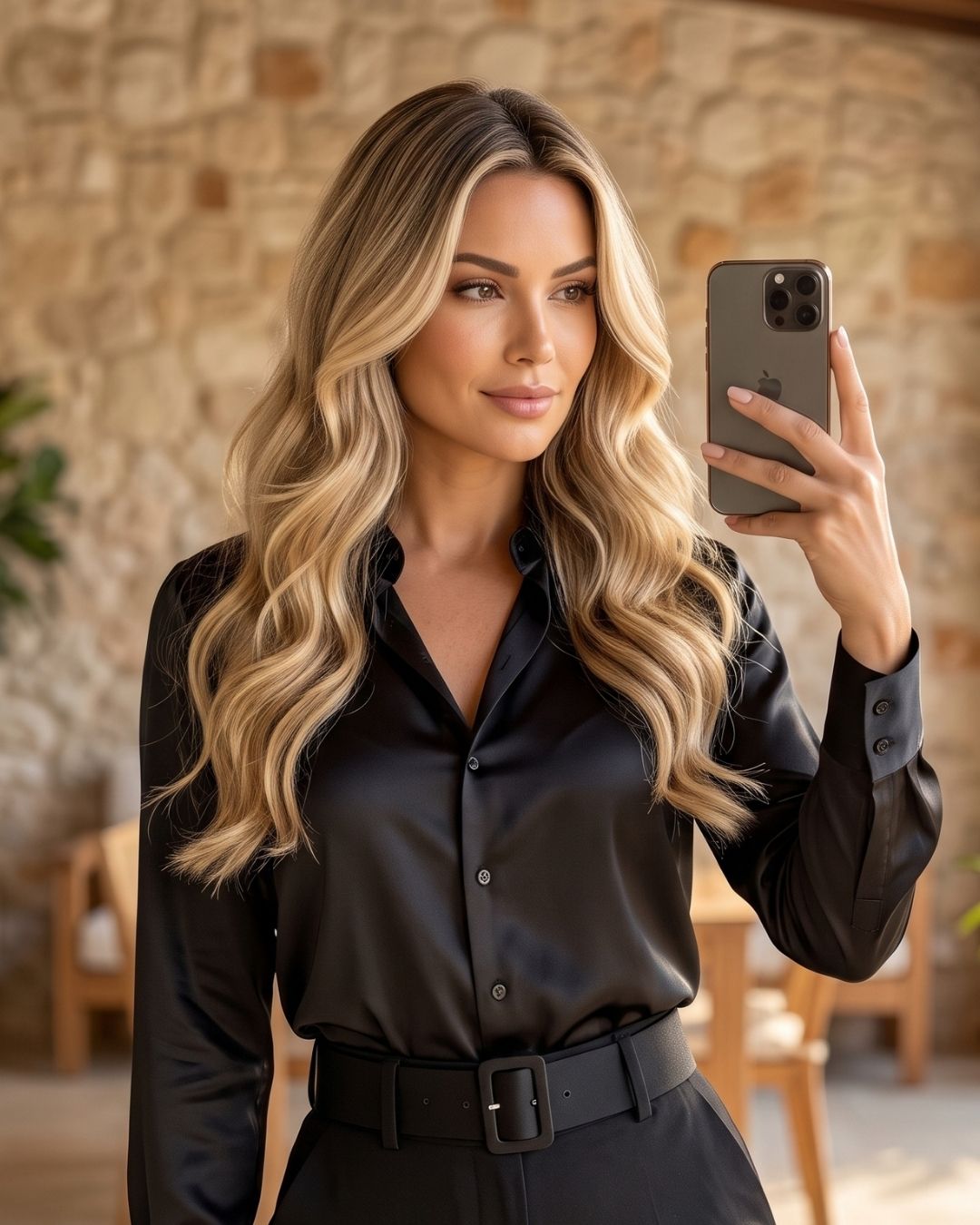 Camisa Feminina Acetinada Manga Longa Com Toque Elegante