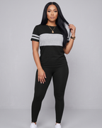 Conjunto Feminino Casual Com Camiseta E Calça Legging