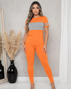 Conjunto Feminino Casual Com Camiseta E Calça Legging