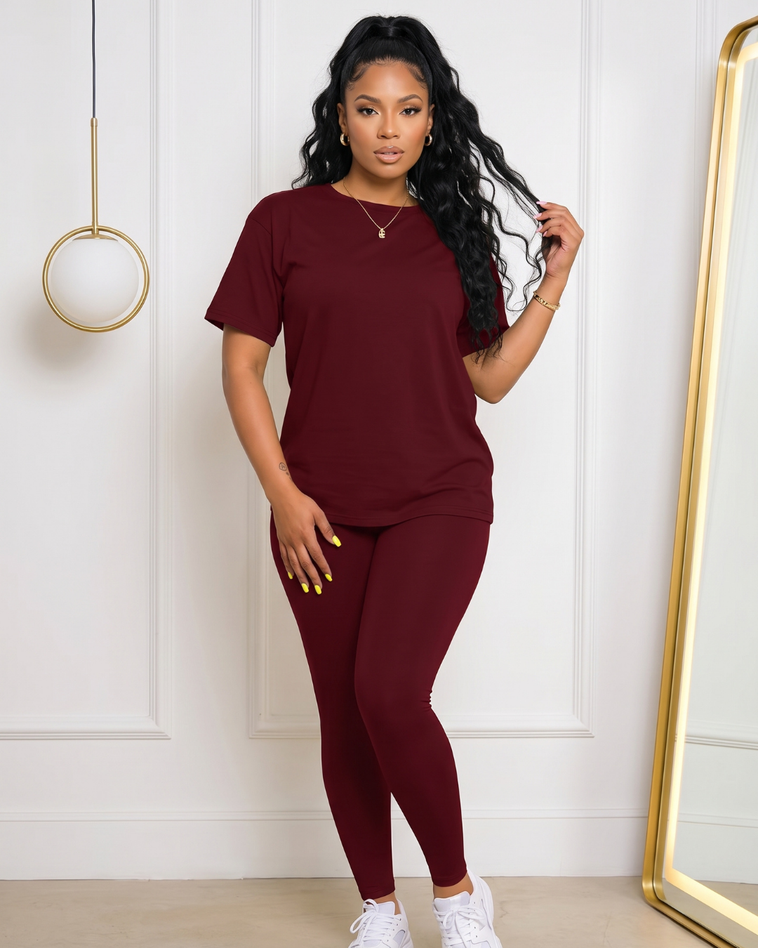 Conjunto Blusa Manga Curta E Calça Legging Básico Casual