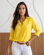 Camisa Feminina Social Com Caimento Solto E Botões