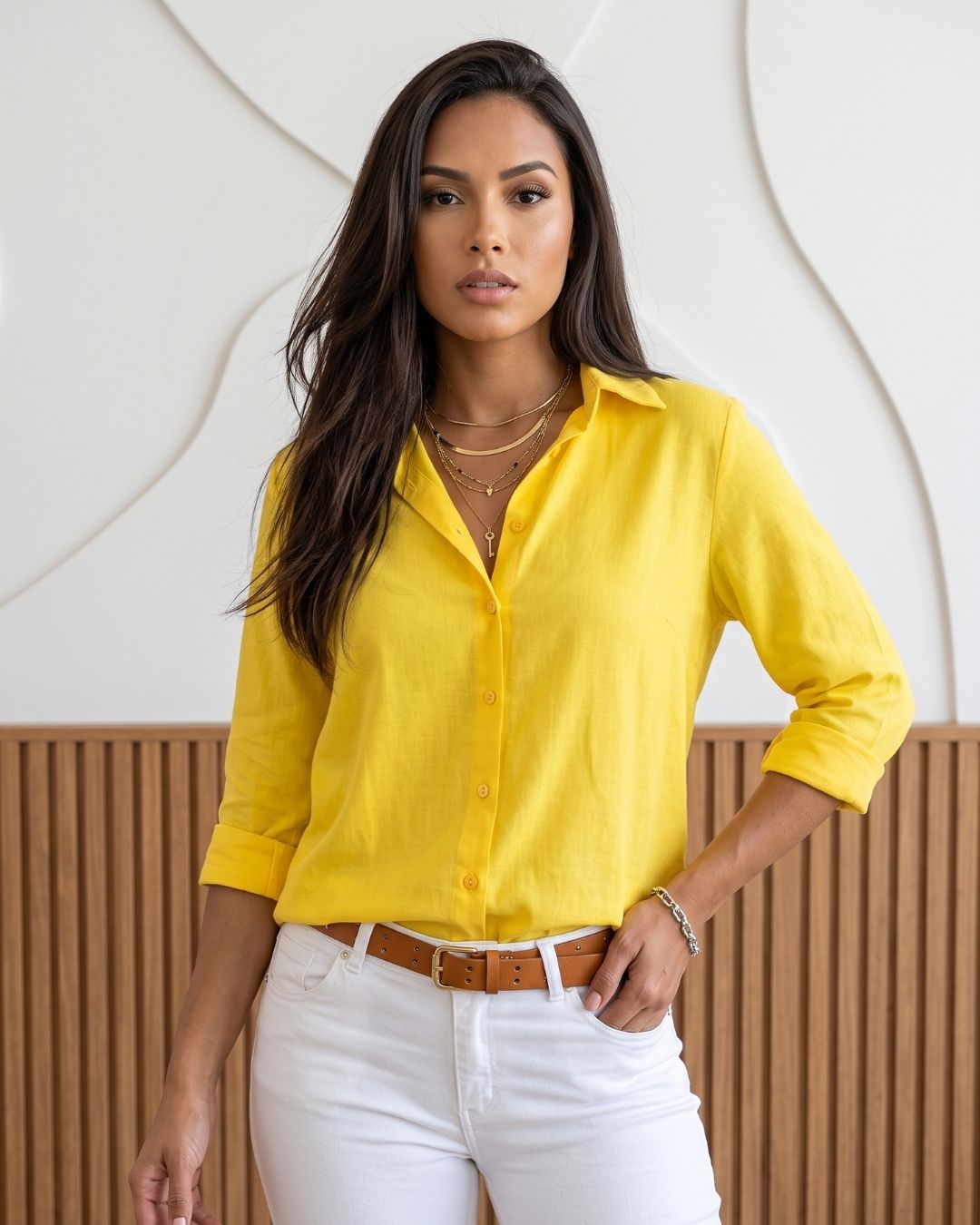 Camisa Feminina Social Com Caimento Solto E Botões