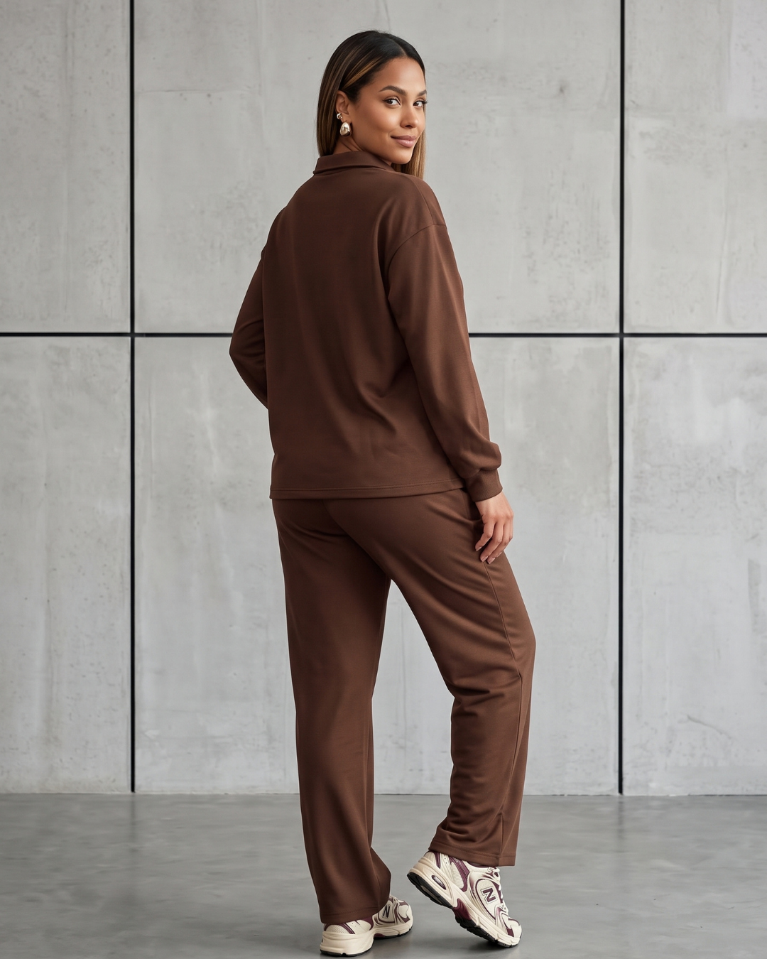 Conjunto Blusa Gola Polo Manga Longa E Calça Pantalona Casual