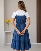 Vestido Midi 2 Em 1 Com Alças E Saia Em Camadas