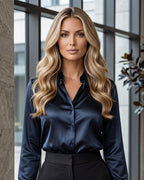 Camisa Feminina Acetinada Manga Longa Com Toque Elegante