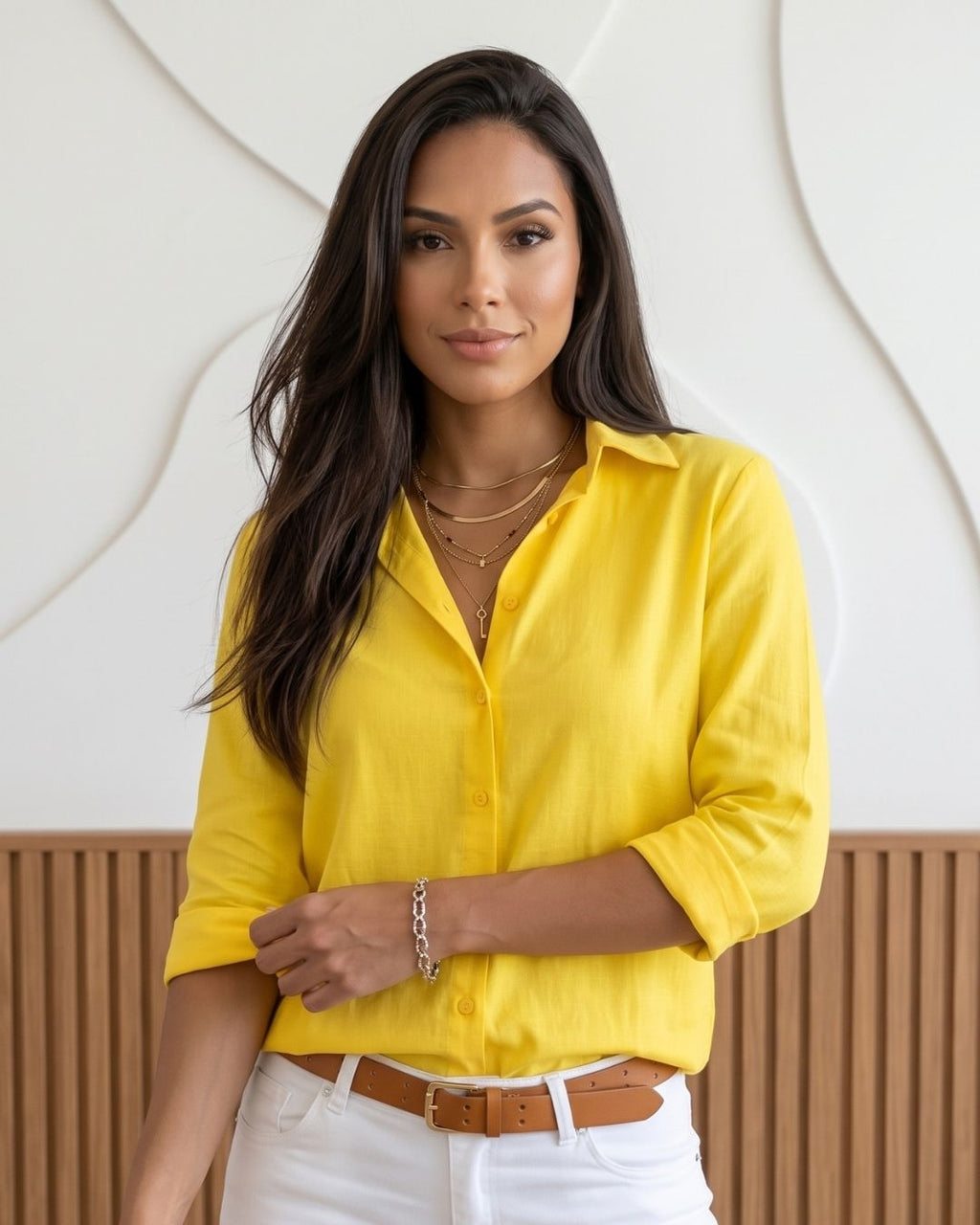 Camisa Feminina Social Com Caimento Solto E Botões