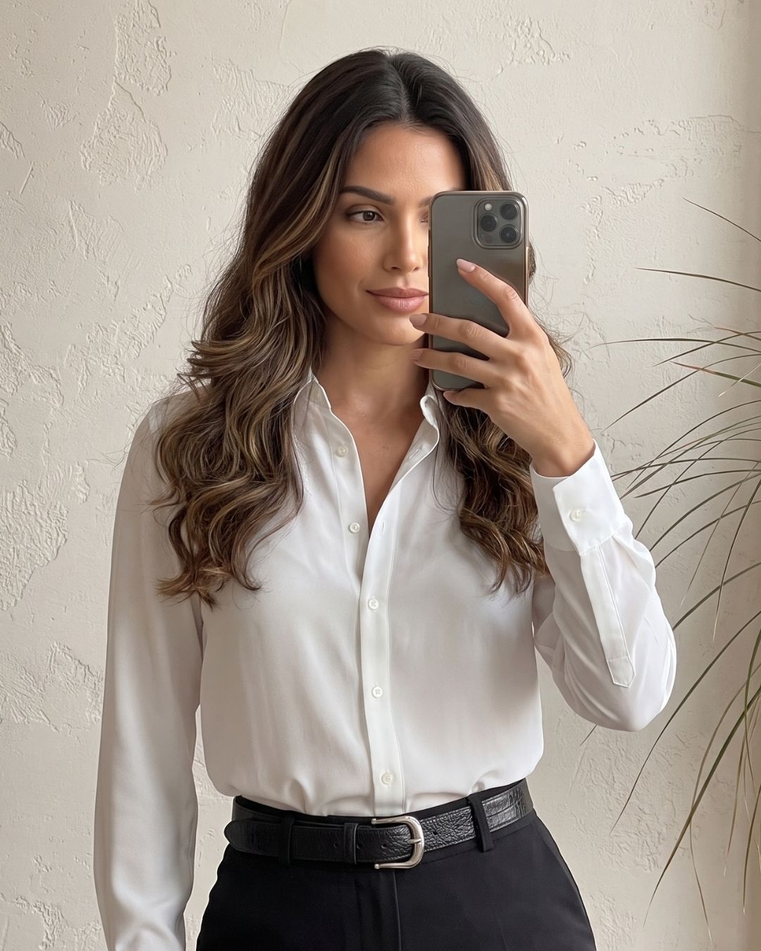 Camisa Feminina Social Manga Longa Com Caimento Elegante