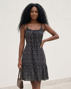 Vestido Midi Soltinho Alça Larga Com Fenda Estampado
