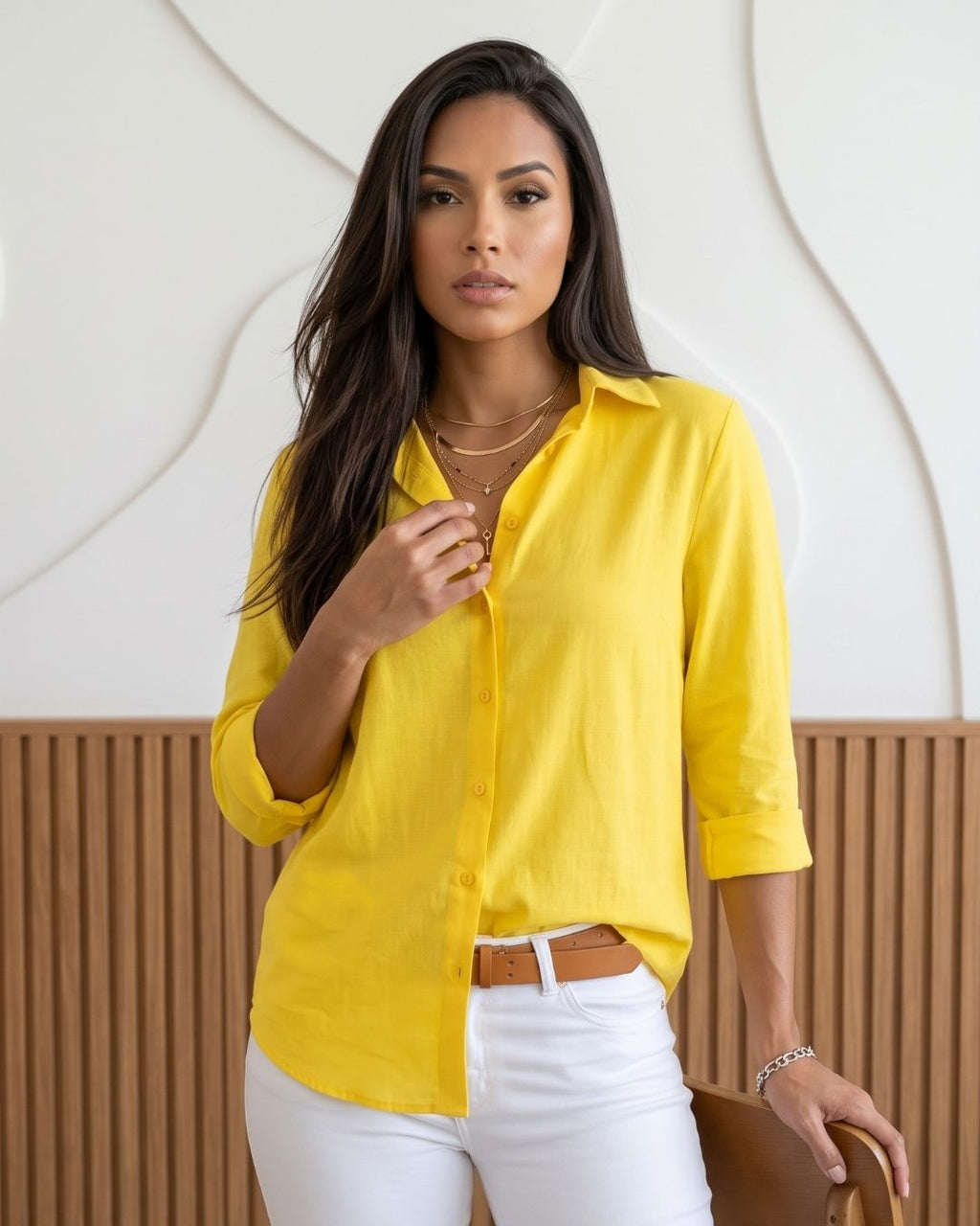 Camisa Feminina Social Com Caimento Solto E Botões