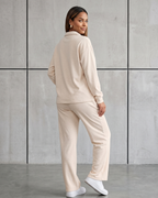 Conjunto Blusa Gola Polo Manga Longa E Calça Pantalona Casual