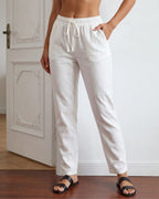 Calça Feminina Casual Com Cós Elástico E Cordão Ajustável